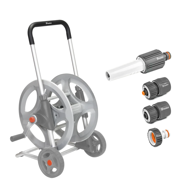 Zestaw z wózkiem na wąż SILVER PRO 1/2" - 70 m / metalowy / box