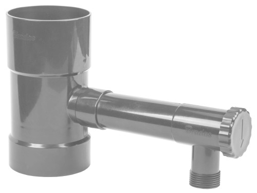Zbieracz / łapacz wody deszczowej z zaworem szary / GZ 1" / box 100mm