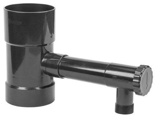 Zbieracz / łapacz wody deszczowej z zaworem grafit / GZ 1" / box 100mm