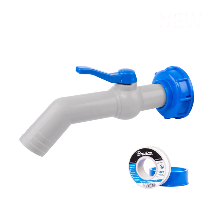Zestaw - Kran PP 45° z przyłączem IBCS60x6 na wąż 32mm z taśmą PTFE IBCS60x6 na wąż 32 mm z taśmą PTFE
