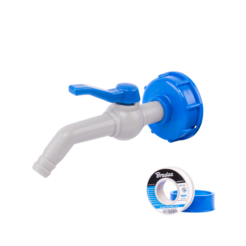 Zestaw - Kran PP 45° z przyłączem IBCS60x6 na wąż 19mm z taśmą PTFE IBCS60x6 na wąż 19 mm z taśmą PTFE
