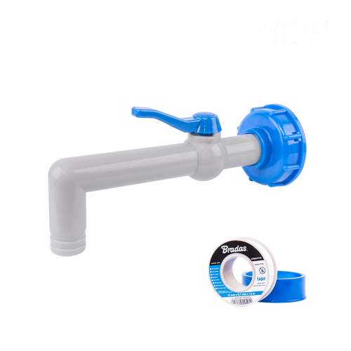 Zestaw - Kran PP 90° z przyłączem IBCS60x6 na wąż 25mm z taśmą PTFE IBCS60x6 na wąż 25 mm z taśmą PTFE