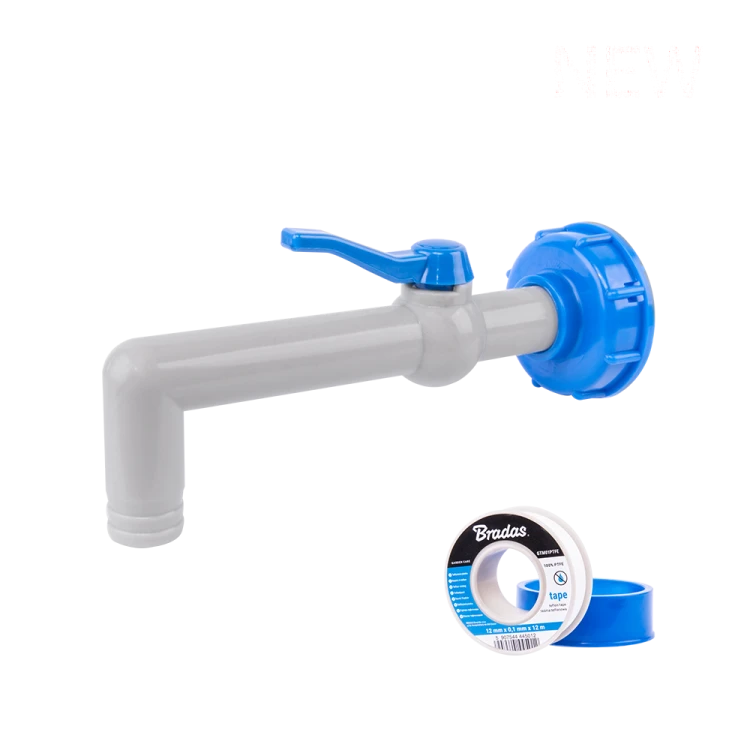 Zestaw - Kran PP 90° z przyłączem IBCS60x6 na wąż 25mm z taśmą PTFE IBCS60x6 na wąż 25 mm z taśmą PTFE