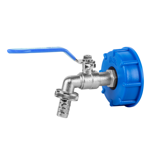 Zestaw - IBC nakrętka S60x6 kran z wyjściem na GZ 3/4", wtyk na wąż 1/2" i nypel na GZ 3/4", wtyk na wąż 1/2" i nypel
