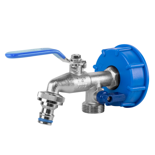 Zestaw - IBC nakrętka S60x6, kran z wyjściami na 2 x GZ 3/4" + 2 nyple wyjściami na 2 x GZ 3/4" + 2 nyple