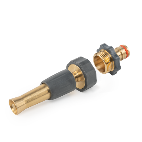 Regulowana dysza prosta GW z przyłączem na kran GZ MOSIĄDZ SOFT / 3/4" -3/4" / 10cm / etykieta