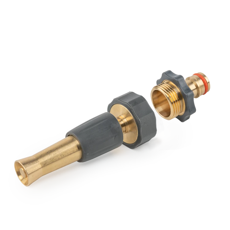 Regulowana dysza prosta GW z przyłączem na kran GZ MOSIĄDZ SOFT / 3/4" -3/4" / 10cm / etykieta