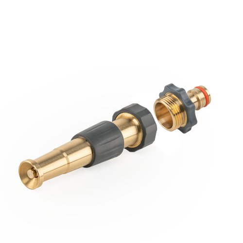 Regulowana dysza prosta GW z przyłączem na kran GZ MOSIĄDZ SOFT / 3/4" -3/4" / 12,5cm / etykieta