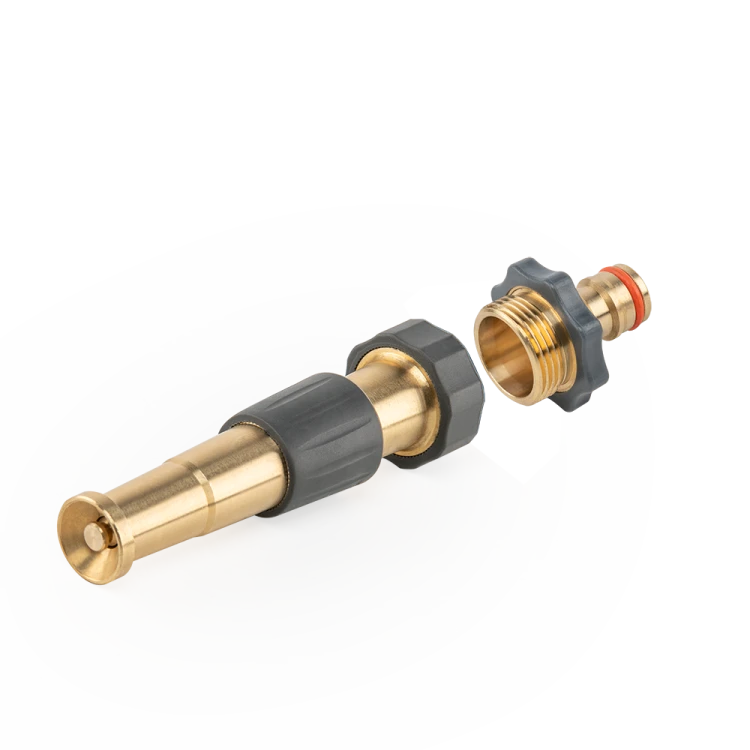 Regulowana dysza prosta GW z przyłączem na kran GZ MOSIĄDZ SOFT / 3/4" -3/4" / 12,5cm / etykieta
