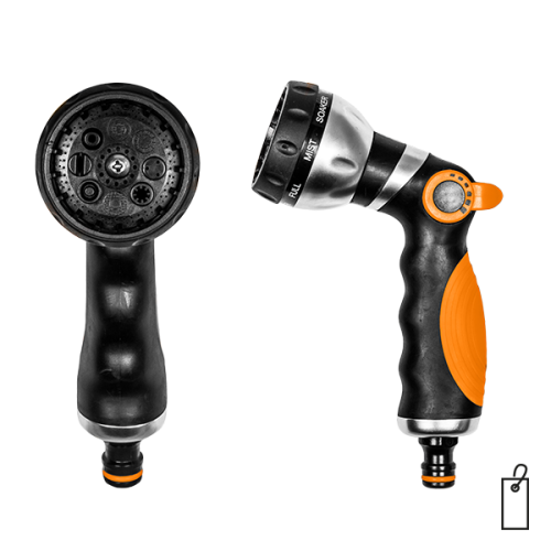 Metalowy pistolet 8-funkcyjny BLACK LINE / etykieta