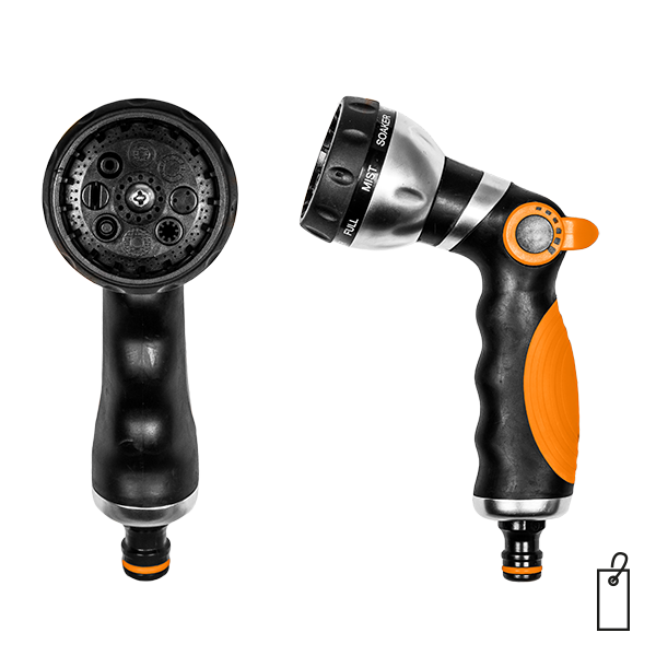 Metalowy pistolet 8-funkcyjny BLACK LINE / etykieta