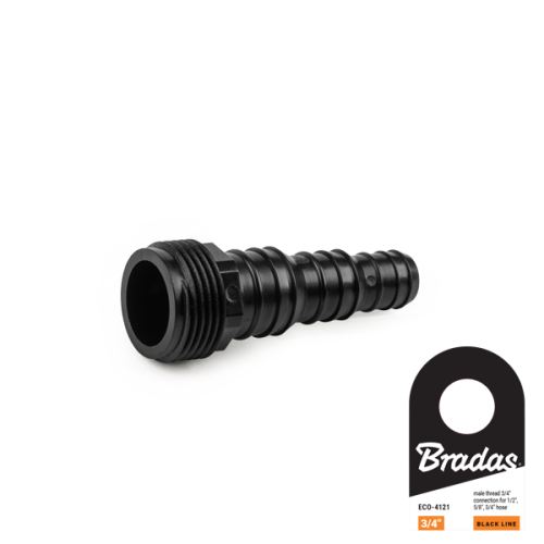 Uniwersalne przyłącze - gwint zewnętrzny BLACK LINE / 3/4" / na wąż 1/2",5/8", 3/4" / etykieta
