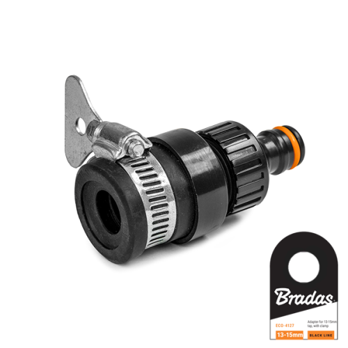 Uniwersalne przyłącze na kran z nyplem BLACK LINE / opaska / etykieta 13-15mm