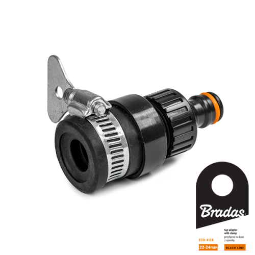 Uniwersalne przyłącze na kran z nyplem BLACK LINE / opaska / etykieta 22-24mm