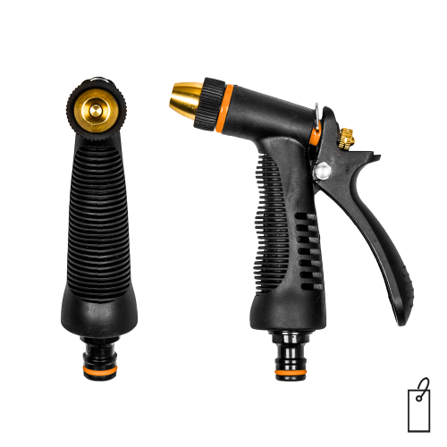 Metalowy regulowany pistolet prosty PROFI BLACK LINE etykieta
