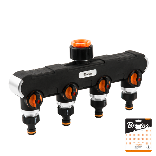Rozdzielacz 4-drożny z zaworami HEAVY DUTY BLACK LINE / GW 1"-3/4" / karta