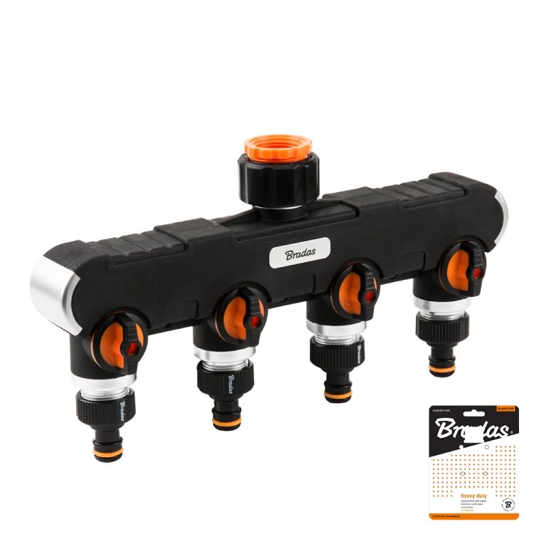 Rozdzielacz 4-drożny z zaworami HEAVY DUTY BLACK LINE / GW 1"-3/4" / karta
