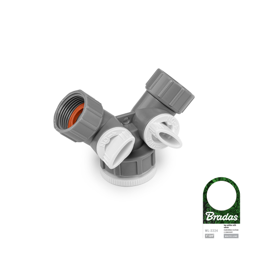 Rozdzielacz 2-drożny z zaworami WHITE LINE / GW 1" - 2x 3/4" / etykieta