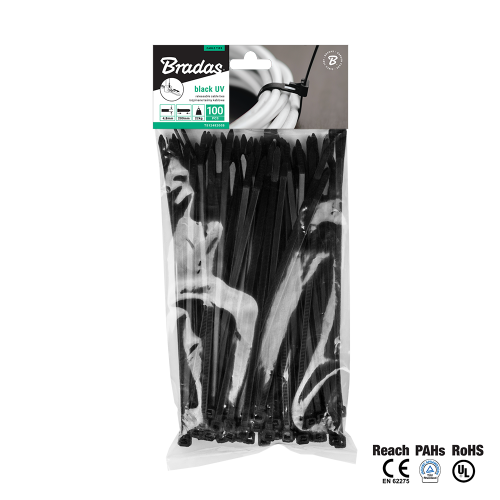 Taśma kablowa rozpinana UV BLACK 100szt. 7,6 x 250mm