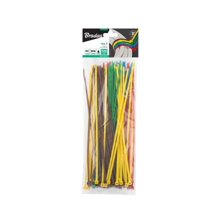 Taśma kablowa COLOUR MIX 100szt. 3,6 x 150mm