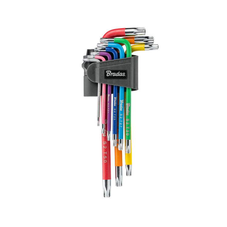 Zestaw kluczy imbusowych TORX 10 - 50 9 szt. / Kolorowe / Malowane Długie