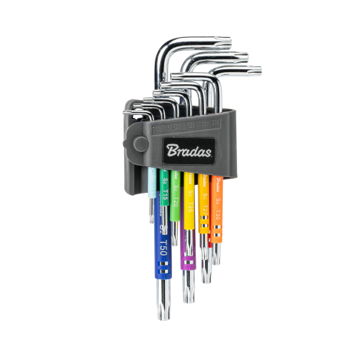 Zestaw kluczy imbusowych TORX 10 - 50 9 szt. / Długie / Kolorowe / Powlekane Długie