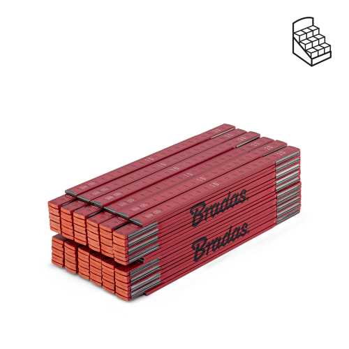 Miara składana DREWNIANA Sprężyna / Kolor czerwony 2 m / Box