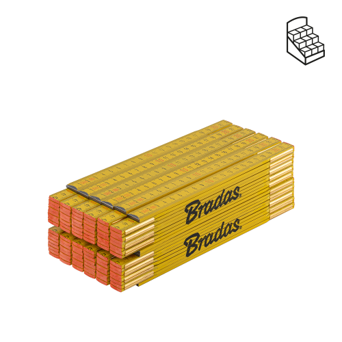 Miara składana DREWNIANA Sprężyna / Kolor żółty 2 m / Box