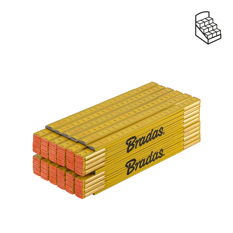 Miara składana DREWNIANA Sprężyna / Kolor żółty 2 m / Box