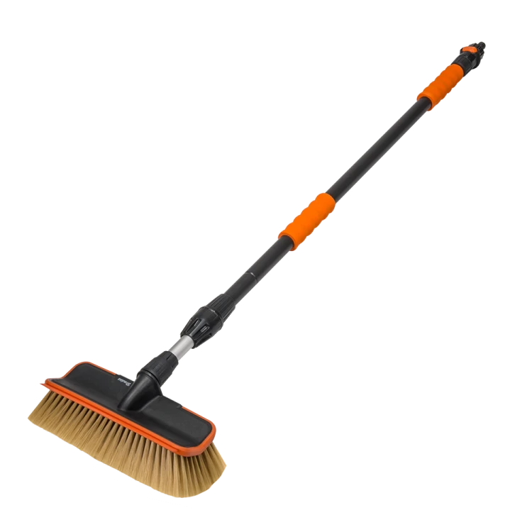 Teleskopowa szczotka do mycia SOFT ze ściągaczką i zaworem 10" / 2-płaszczyznowa / karta Długość: 110-180cm