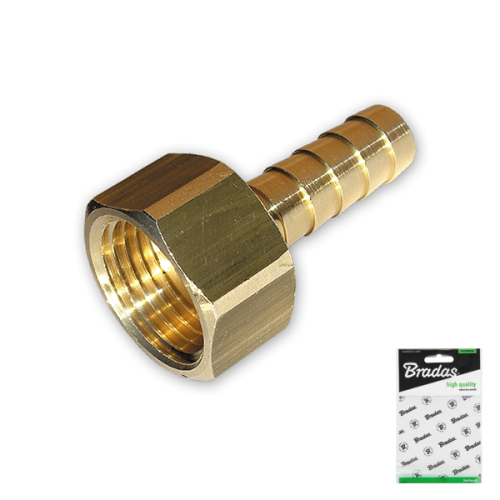Nypel do węża 9mm, GW 1/2" MOSIĄDZ - woreczek ekspozycyjny