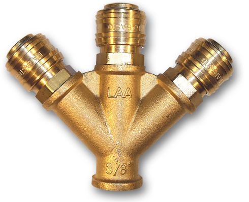 Trójnik z szybkozłączami MOSIĄDZ / PNEUMATYKA PLUS GW 3/8"