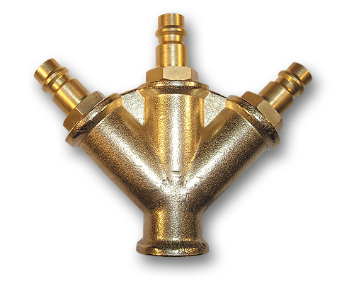 Trójnik z wtykami do szybkozłącza MOSIĄDZ / GERMAN TYPE 3/8"