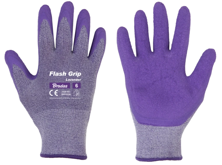 Rękawice ochronne FLASH GRIP LAVENDER lateks / karta rozmiar 6