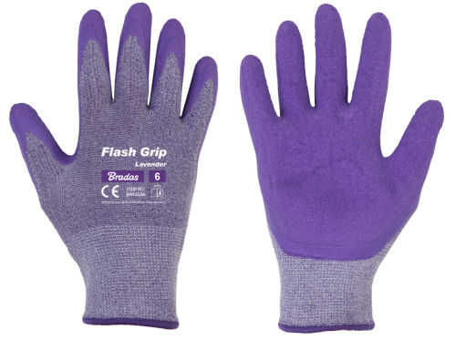 Rękawice ochronne FLASH GRIP LAVENDER lateks / karta rozmiar 8