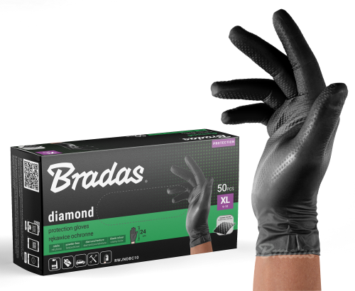 Rękawice jednorazowe DIAMOND nitryl / czarne rozmiar XL (9-10)