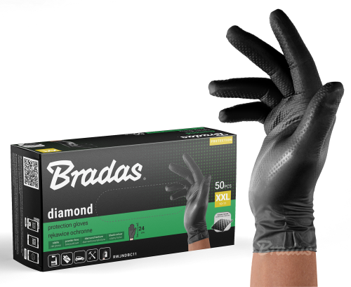 Rękawice jednorazowe DIAMOND nitryl / czarne rozmiar XXL (10-11)