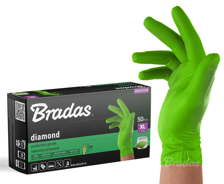 Rękawice jednorazowe DIAMOND nitryl / zielone rozmiar XL (9-10)