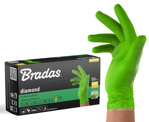 Rękawice jednorazowe DIAMOND nitryl / zielony rozmiar XXL (10-11)