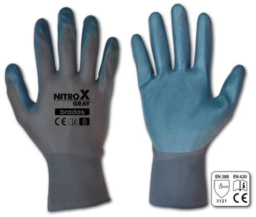 Rękawice ochronne NITROX GRAY nitryl / karta rozmiar 8