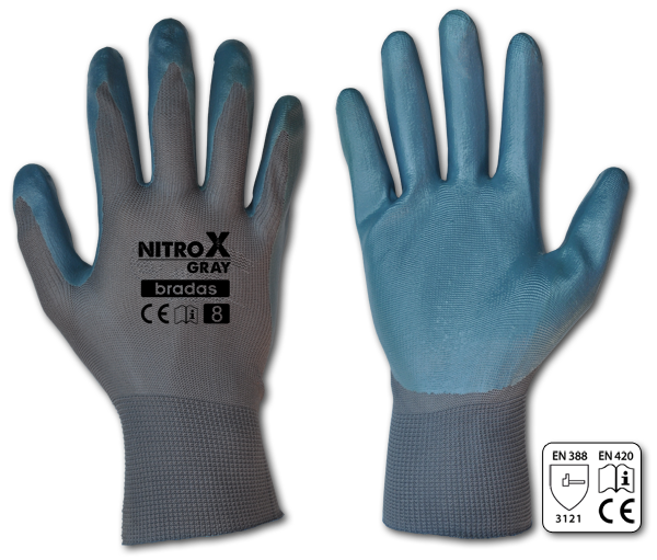 Rękawice ochronne NITROX GRAY nitryl / karta rozmiar 8