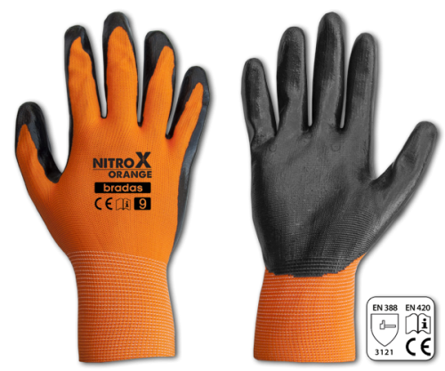 Rękawice ochronne NITROX ORANGE nitryl / karta rozmiar 8