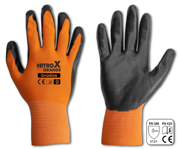Rękawice ochronne NITROX ORANGE nitryl / luz rozmiar 9