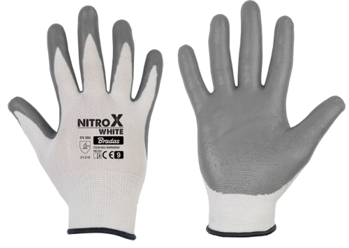 Rękawice ochronne NITROX WHITE nitryl rozmiar 8 / luz