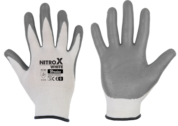 Rękawice ochronne NITROX WHITE nitryl rozmiar 8 / luz