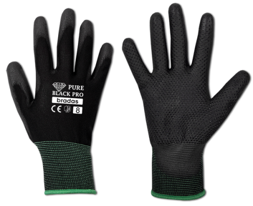 Rękawice ochronne PURE BLACK PRO poliuretan / karta rozmiar 8
