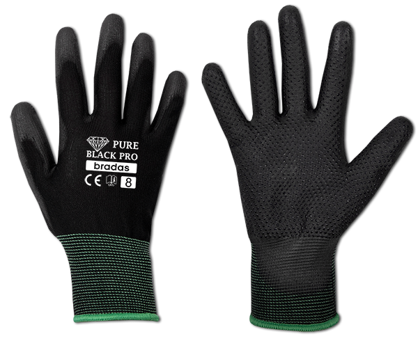 Rękawice ochronne PURE BLACK PRO poliuretan / karta rozmiar 9