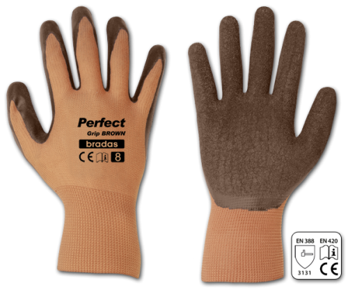 Rękawice ochronne PERFECT GRIP BROWN lateks / karta rozmiar 9