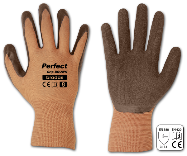 Rękawice ochronne PERFECT GRIP BROWN lateks / karta rozmiar 9