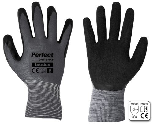 Rękawice ochronne PERFECT GRIP GRAY lateks / karta rozmiar 8